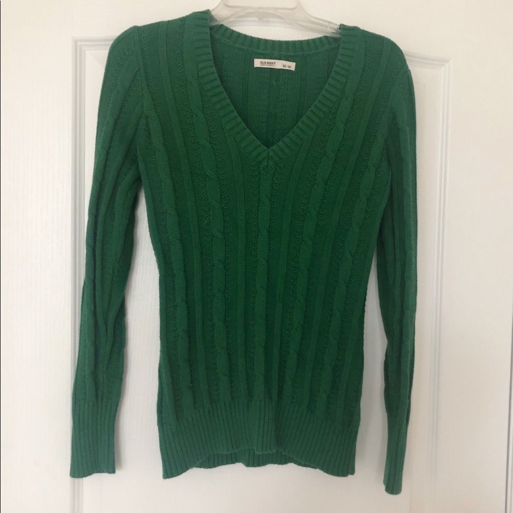 Old Navy Green V-Neck Knitted Sweater
